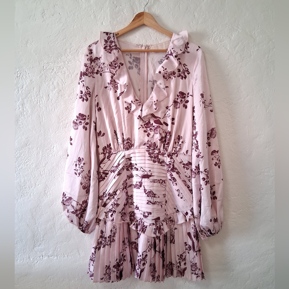 Keepsake Belle Floral Print Pink Ruffle Mini Dress Coquette